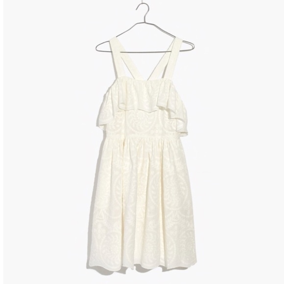 Madewell Embroidered Apron Ruffle Dress Sz 8 - Picture 7 of 7